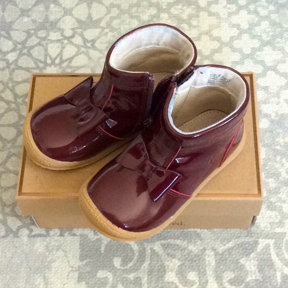 Burgundy Patent Leather Toddler Boots
